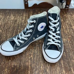 HIGH TOP BLACK CONVERSE!! WOMENS 7.5 & MENS 5.5! OBO!!